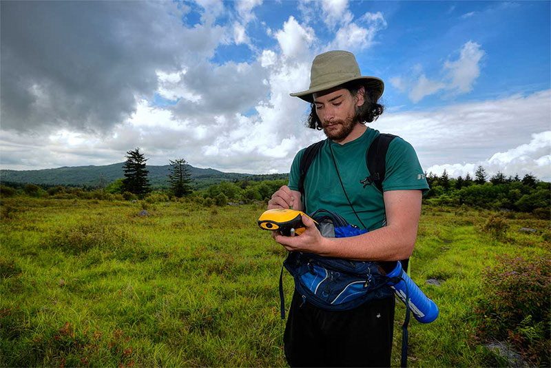 Graduate student measuring the Appalachian Trail